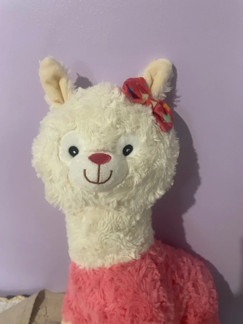 Plush Llama  - white  and  Pink Soft Stuffed Animal